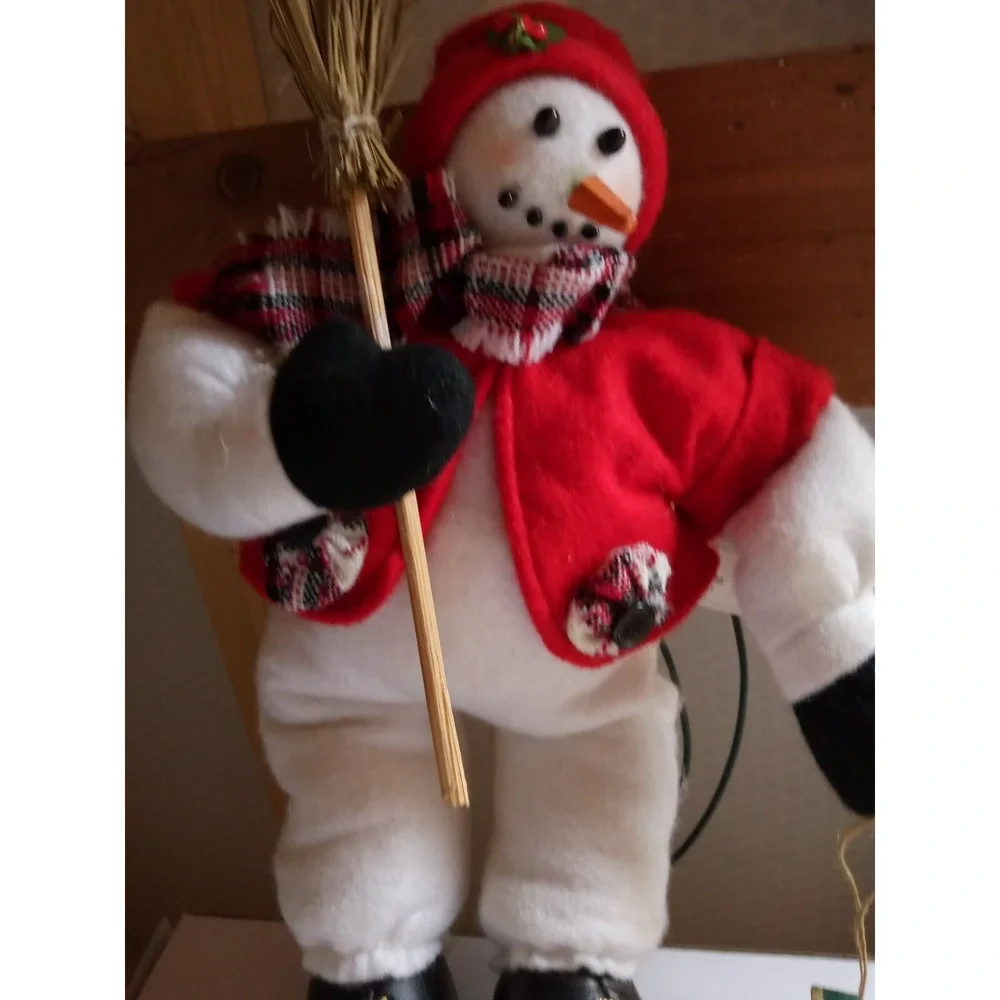 Santa's Best Snowman With Scarf Sled‎ Christmas Tree Ornament Plug In Animated